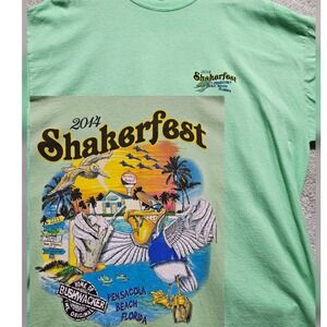 2014 Shakerfest Pensacola Beach Florida T Shirt Men's 2XL Green Gildan Cotton
